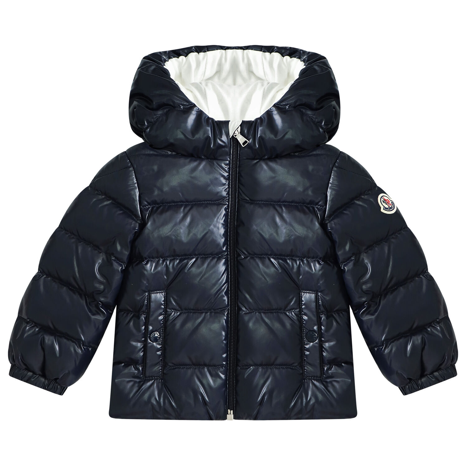 Navy Blue Logo Puffer Jacket, 1, hi-res